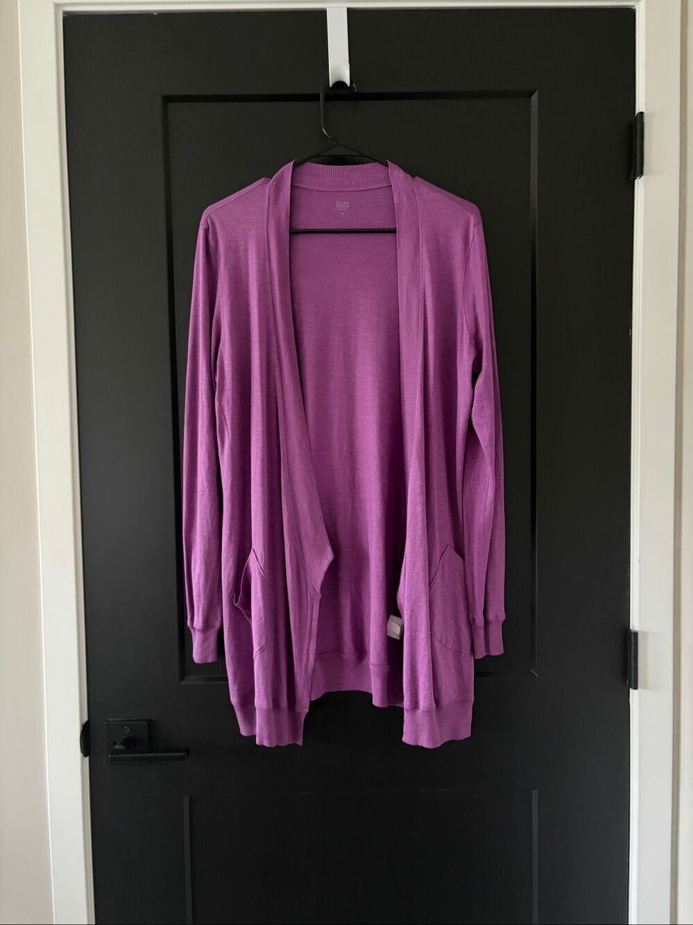 Eileen Fisher Purple Silk Cotton Blend Cardigan with Pockets Size Medium
